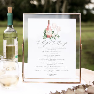 Poster Menu de dégustation de vin À l'amour