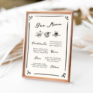 Poster Menu de la barre de la main dessinée