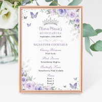 Menu de la barre de la Quinceañera Floral Lavande 