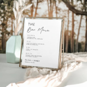 Poster Menu de la barre de Mariage minimaliste - Modèle d