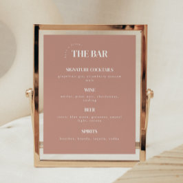 Poster Menu de la barre de Mariage Rose Dusty