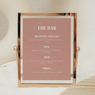 Poster Menu de la barre de Mariage Rose Dusty