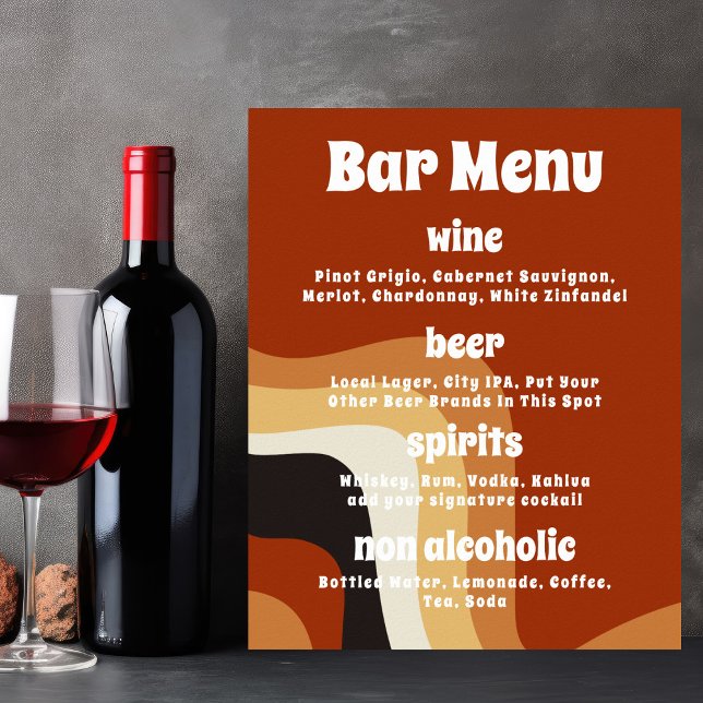 Poster Menu de la barre de Mariage Super Orange les année (Créateur téléchargé)