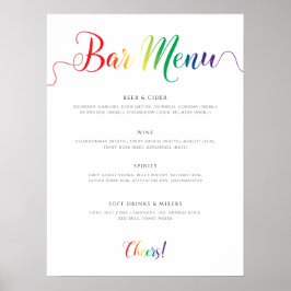 Poster Menu de la barre de Mariages Rainbow