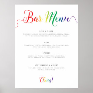 Poster Menu de la barre de Mariages Rainbow