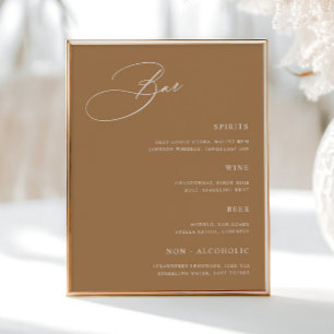 Poster Menu de la barre de Mariages simple Terracotta