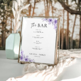 Poster Menu de la barre de Mariages violet - Modèle de co