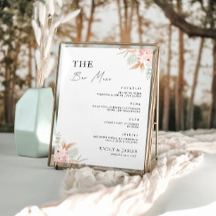 Poster Menu de la barre du Mariage fleur sauvage Modèle d