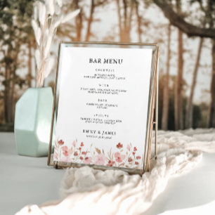 Poster Menu de la barre du Mariage rose Modèle des signes