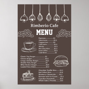 Poster Menu de la nourriture de l'entreprise de café vint