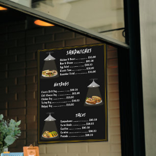 Poster Menu de la restauration rapide Sandwichs   Hotdogs