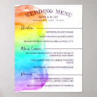 Menu de mariage LGBTQ en aquarelle arc-en-ciel
