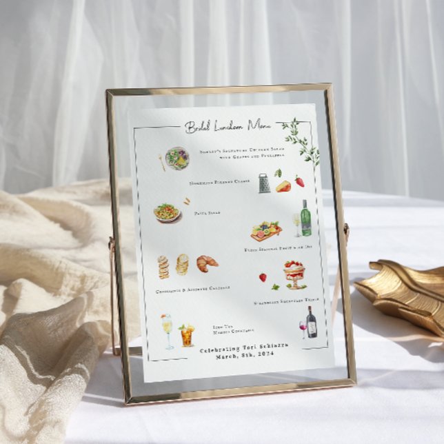 Poster Menu de mariage sur mesure illustré (Créateur téléchargé)