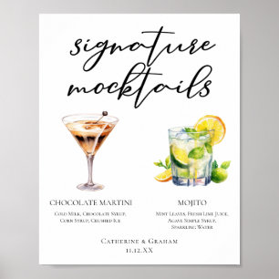 Poster Menu de Mocktails Signature Chic Mojito Vierge Mar