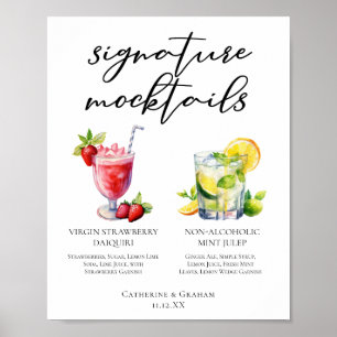 Poster Menu de Mocktails Strawberry Daiquiri Mint Julep