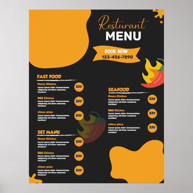 Poster Menu de nourriture (Devant)