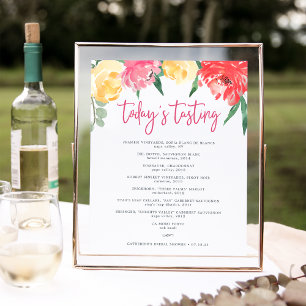 Poster Menu Dégustation de vin Rosé Garden