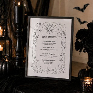 Poster Menu des boissons de la douche de mariée gothique