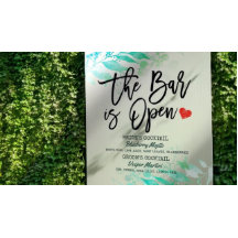 Menu des boissons de mariage Feuilles vertes Le ba