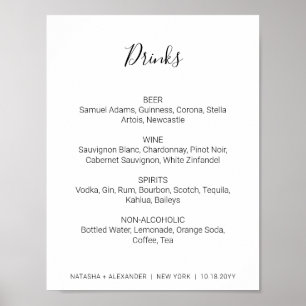 Poster Menu des Boissons de Natasha Black pour Mariage Ru