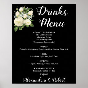 Poster Menu des Boissons Panneau de Mariage