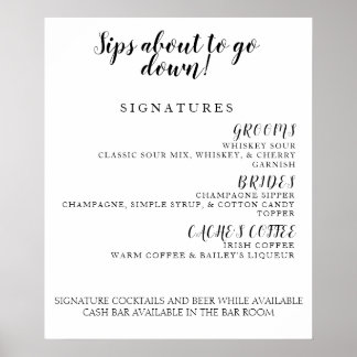 Poster Menu des cocktails