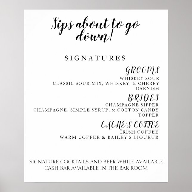 Poster Menu des cocktails (Devant)