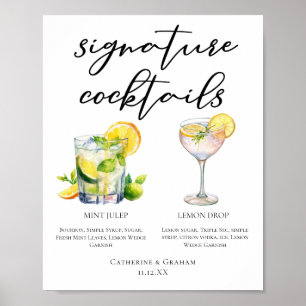 Poster Menu des Cocktails du Sud Mint Julep Lemon Drop