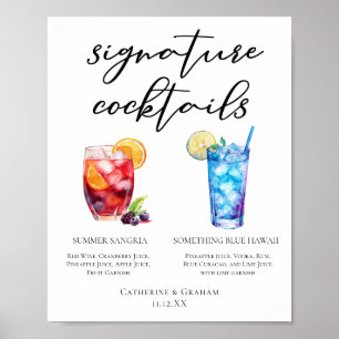 Poster Menu des Cocktails Signature Sangria d'Été Blue Be