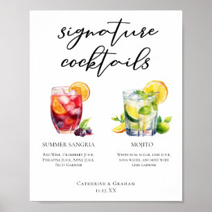 Poster Menu des Cocktails Signature Sangria d'Été Mojito