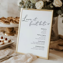 Menu des desserts de mariage Love at First Bite