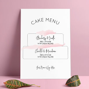 Poster Menu des saveurs de gâteau Féminin Rose Aquarelle