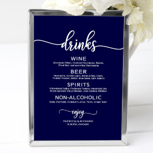 Poster Menu du bar de boissons de mariage en calligraphie