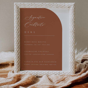 Poster Menu du bar de mariage avec cocktails signature Ar