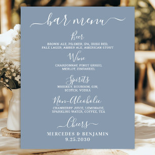 Poster Menu du bar de mariage personnalisé boisson Dusty 