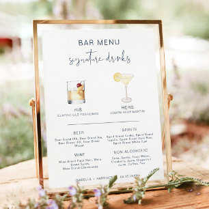 Poster Menu du bar de signature de cocktail Navy CAITLIN