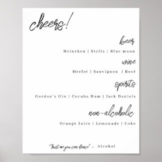 Poster menu du bar mariage - élégance moderne (alternativ