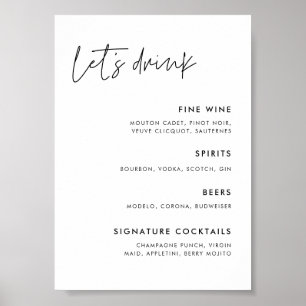 Poster Menu du bar minimaliste moderne mariage