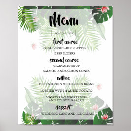 Poster Menu du Festival de musique Mariage tropicale mode