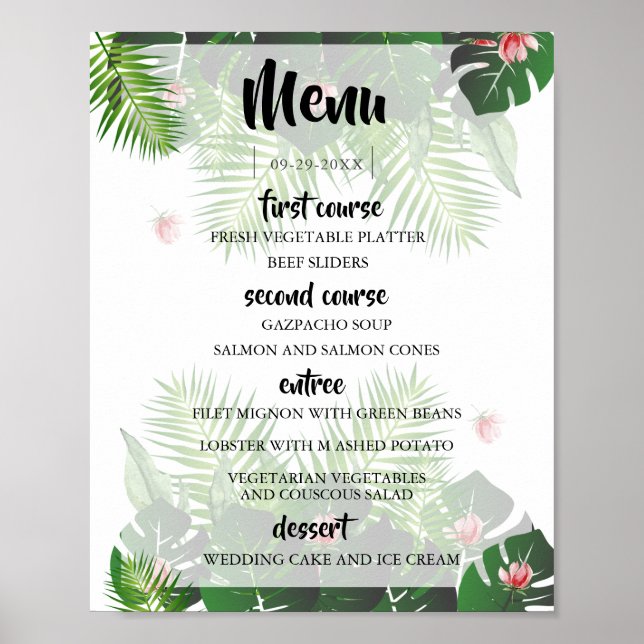 Poster Menu du Festival de musique Mariage tropicale mode (Devant)