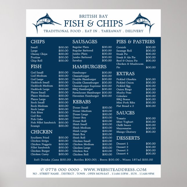 Poster Menu du restaurant Fish & Chip Shop (Devant)