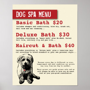 Poster Menu du Spa de Toilettage pour Chiens - Personnali