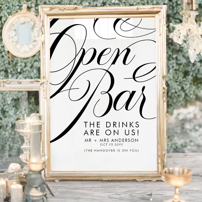 Poster Menu élégant de bar à boissons gratuites pour mari (Créateur téléchargé)