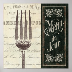 Poster Menu français et fourchette