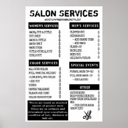 Poster Menu Grunge Salon