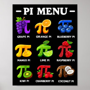 Poster Menu jour 3,14 professeur de mathématiques symbole