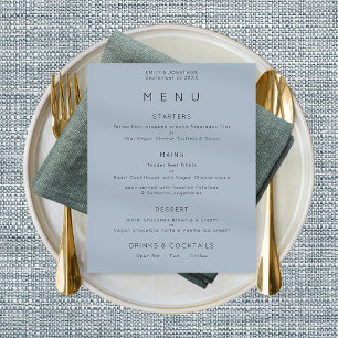Poster Menu Mariage bleu dusty simple texte