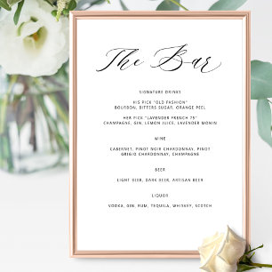 Poster Menu Mariage Boissons Élégantes Personnalisées Sig