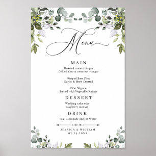 Poster MENU Mariage Eucalyptus Greenery
