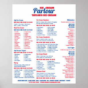 Poster Menu moderne de salon de glace